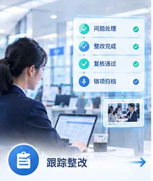跟踪整改:记录问题处理过程,支持复核、销项与复发追踪。