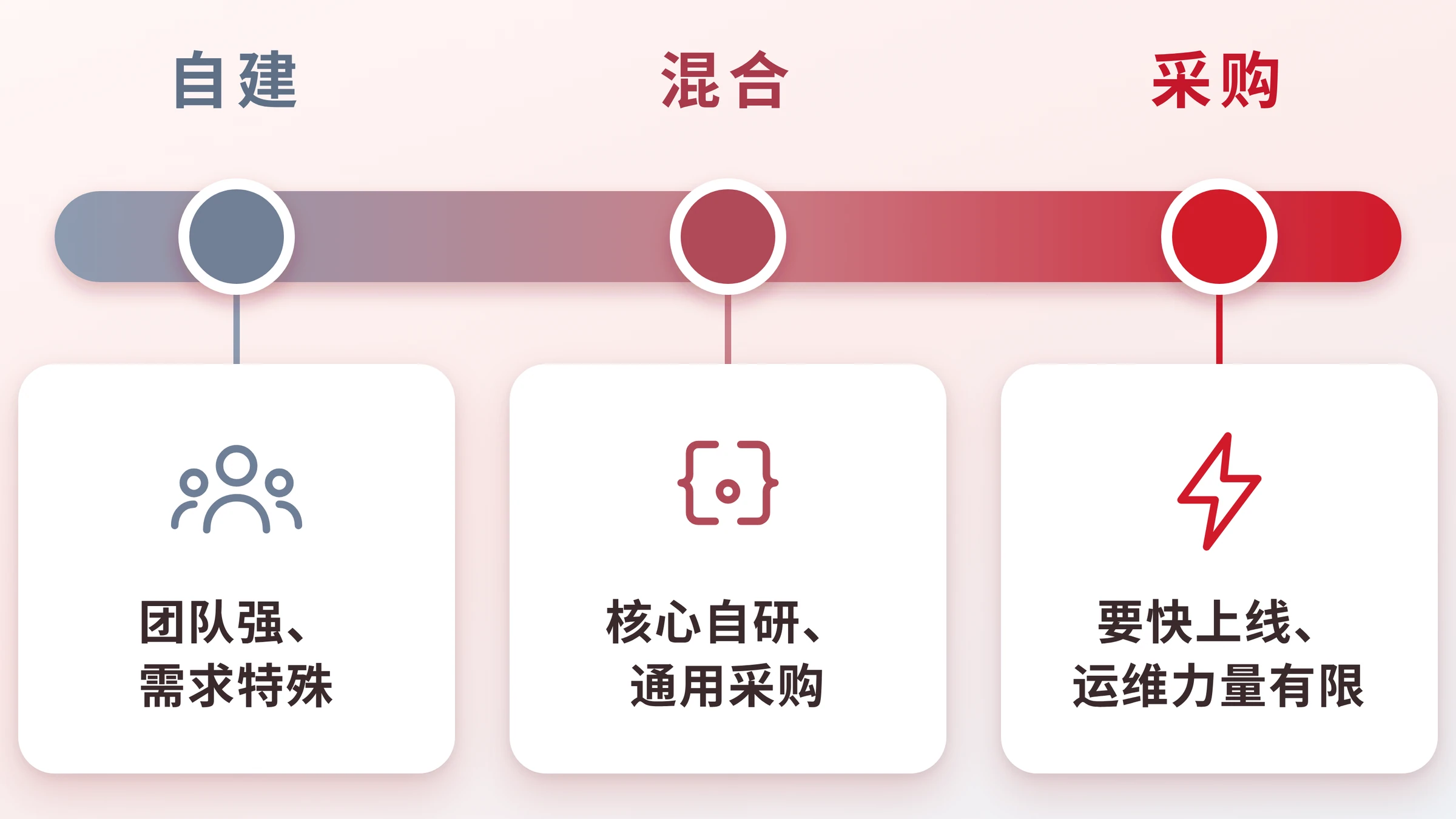 自建、混合、采购三种模式的横向光谱图